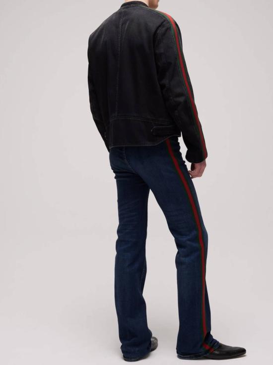 26FW 구찌 GG 자카드 레더 트림 코튼 데님 자켓 872075 XDDHQ Black - GUCCI