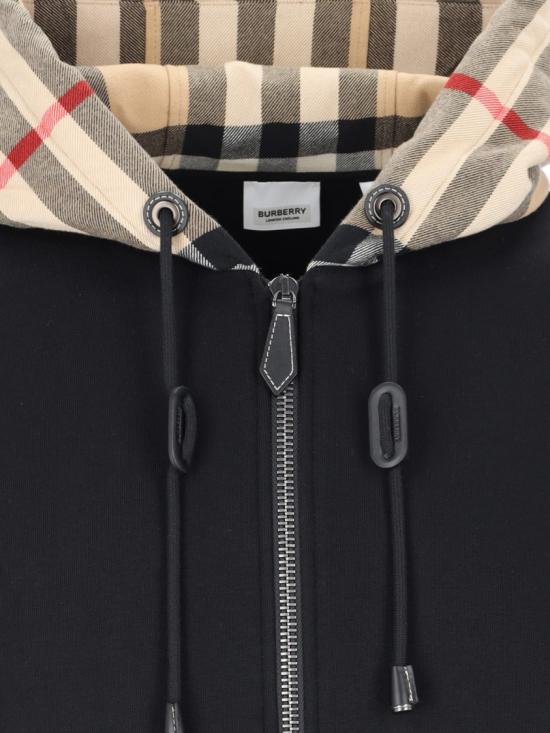 26FW 버버리 체크 후드 코튼 지퍼 후드 8060705A1189 Black - BURBERRY