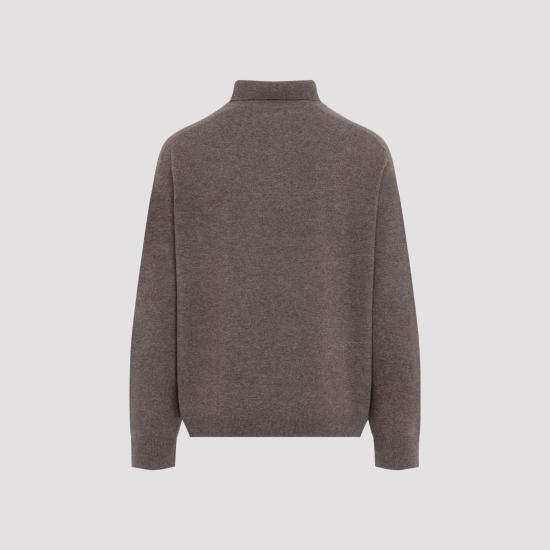 26FW 아크네 스튜디오 로고 울 니트 폴로 셔츠 로고 울 니트 폴로 셔츠 B60388 AHS BROWN - ACNE STUDIOS