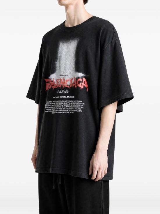 26FW 발렌시아가 더 도어 오버사이즈 티셔츠 850345TUVO4 1000 BLACK - BALENCIAGA