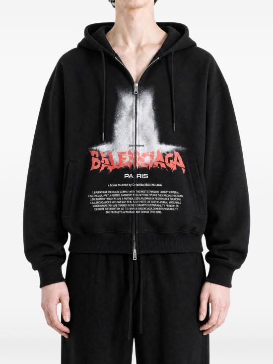 26FW 발렌시아가 더 도어 오버사이즈 집업 후디 850338TUVQ9 1000 BLACK - BALENCIAGA