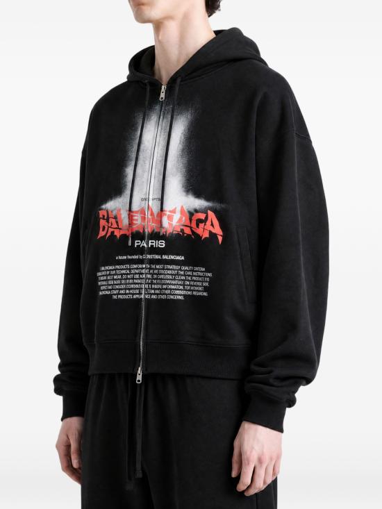 26FW 발렌시아가 더 도어 오버사이즈 집업 후디 850338TUVQ9 1000 BLACK - BALENCIAGA