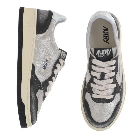 26FW 오트리 메달리스트 로우 레더 스니커즈 AULWYB04LAMLEASUESILVBLK Grey - AUTRY