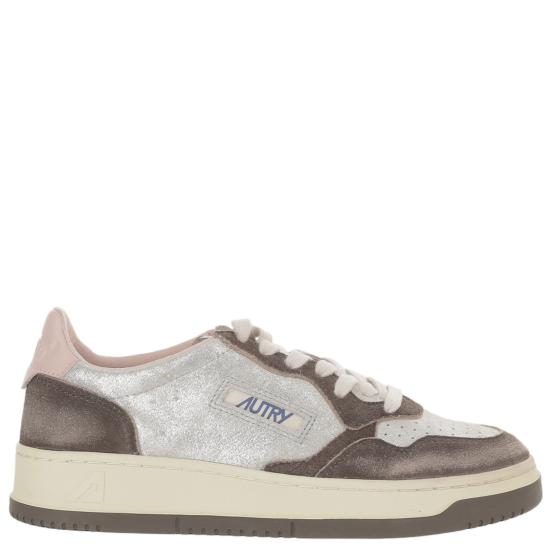 26FW 오트리 메달리스트 로우 레더 스니커즈 AULWYB02LAMLEASUE SILVMUSTANG Grey