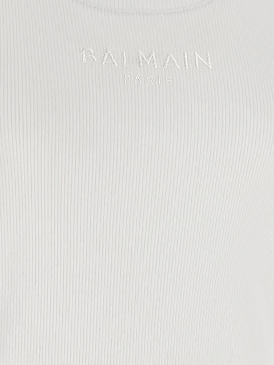  발망 민소매 티셔츠 골지 코튼 탱크탑 화이트 - BALMAIN