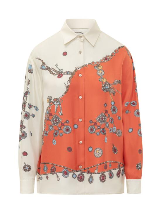 26FW 베르사체 블라우스 10256861A18682 5O360 ORANGE WHITE GOLD