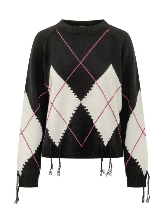 26FW 핑코 스웨터 107377A3JE ZBF NERO BIANCO FUXIA