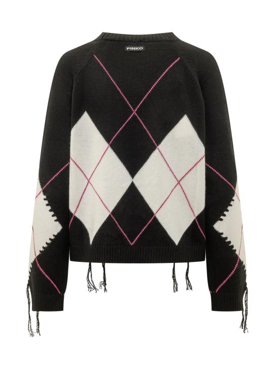 26FW 핑코 스웨터 107377A3JE ZBF NERO BIANCO FUXIA - PINKO