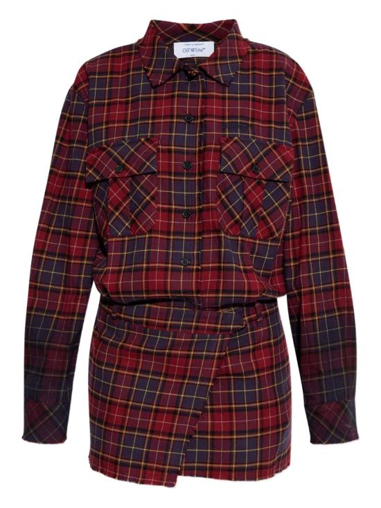 25FW 오프화이트 체크 셔츠 드레스 OWDG00CF25FAB001 2848 BORDEAUX P