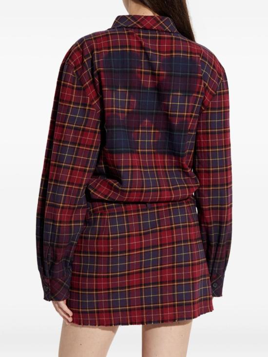 25FW 오프화이트 체크 셔츠 드레스 OWDG00CF25FAB001 2848 BORDEAUX P - OFF WHITE