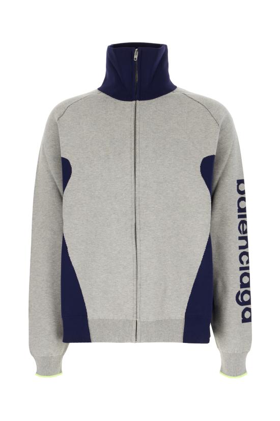 26FW 발렌시아가 바디스 니트 집업 카디건 A000GVT3459 1223 GREY NAVY