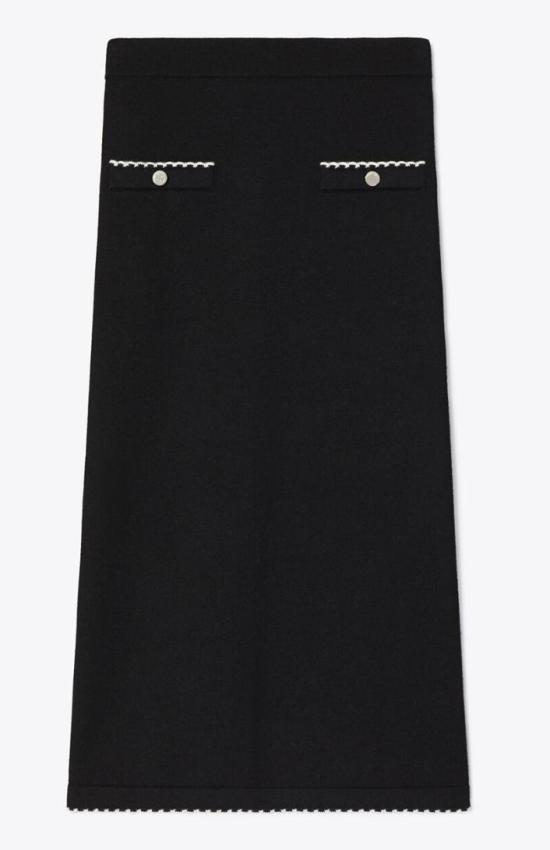 26FW 토리버치 미디 스커트 182739 960 BLACK NEW IVORY