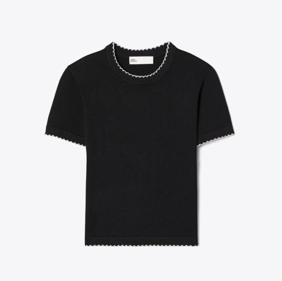 26FW 토리버치 반팔 티셔츠 182742 960 BLACK NEW IVORY