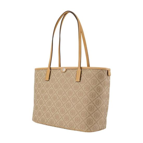  토리버치 토트백 T 모노그램 스몰 지퍼 쇼퍼백 베이지 - TORY BURCH