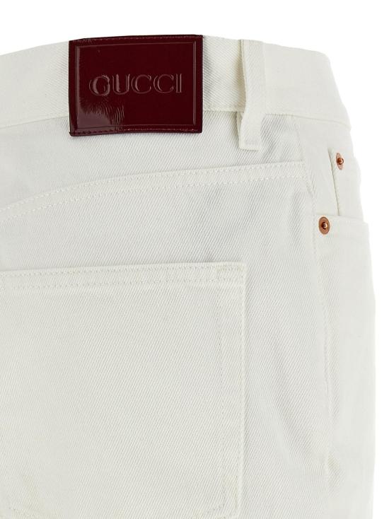  구찌 데님 팬츠 코튼 크롭 진 화이트 - GUCCI