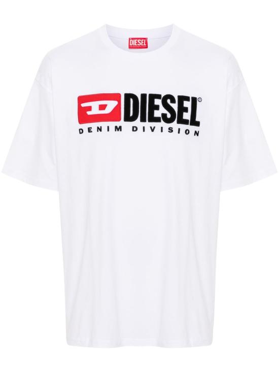 26FW 디젤 T-박스트-Div 로고 패치 티셔츠 A14943 0GRAI100 Bianco
