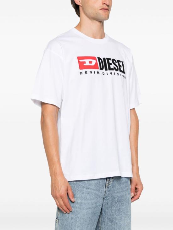 26FW 디젤 T-박스트-Div 로고 패치 티셔츠 A14943 0GRAI100 Bianco - DIESEL