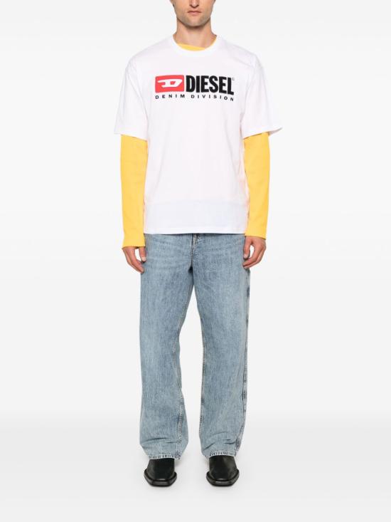 26FW 디젤 T-박스트-Div 로고 패치 티셔츠 A14943 0GRAI100 Bianco - DIESEL
