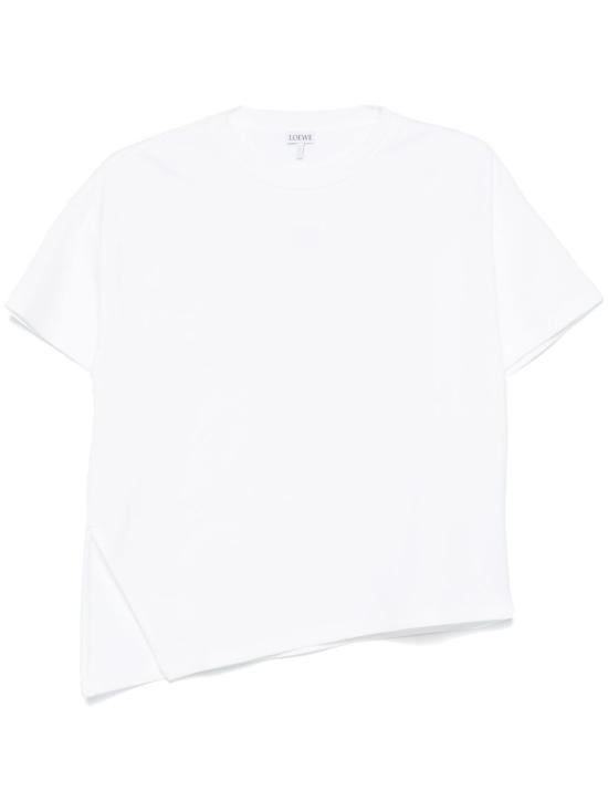26FW 로에베 코튼 블렌드 어시메트릭 티셔츠 S540Y22 X592100 WHITE