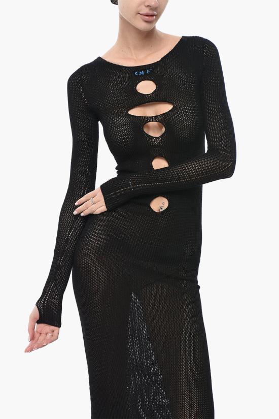  오프화이트 롱 원피스 OWHI089S23KNI0011040 Black - OFF WHITE