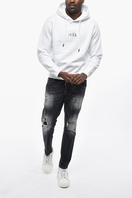  디스퀘어드2 후드 티셔츠 S79GU0010S25516100 Black White - DSQUARED2
