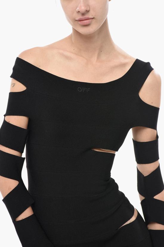  오프화이트 롱 원피스 OWHI124W24KNI0011010 Black - OFF WHITE