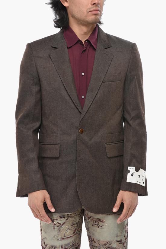  오프화이트 수트 자켓 OMEF062F20FAB0026000 Brown