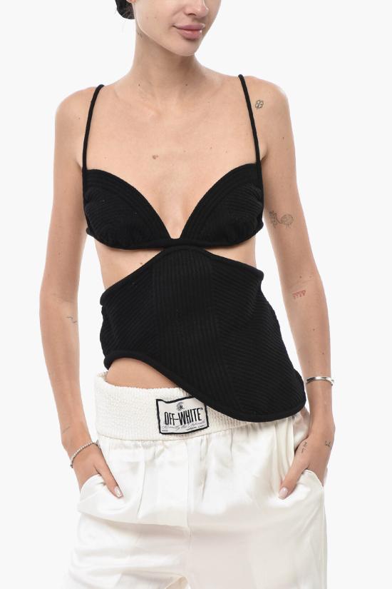  오프화이트 민소매 티셔츠 OWHT010S23KNI0011000 Black