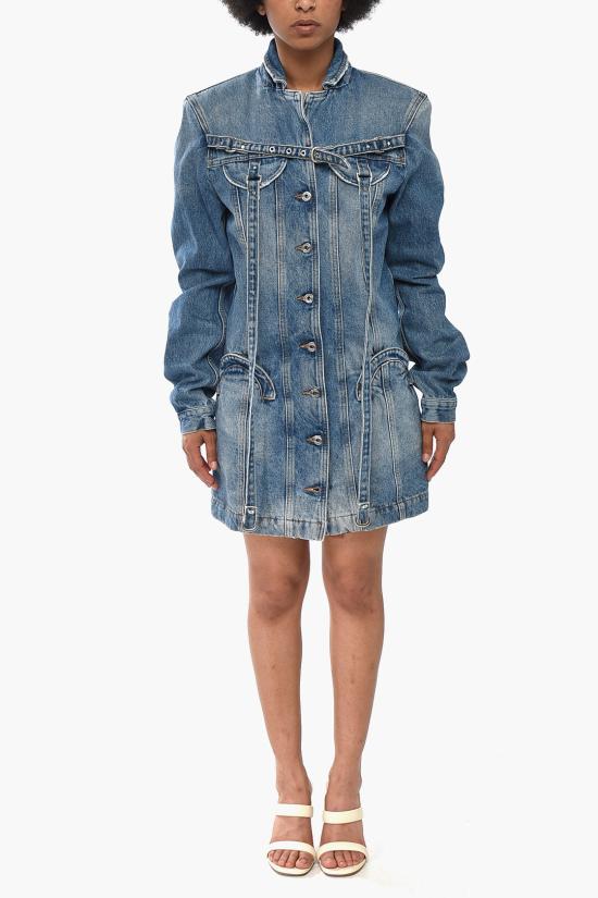  오프화이트 미디 원피스 OWYM026F23DEN0014500 Light blue
