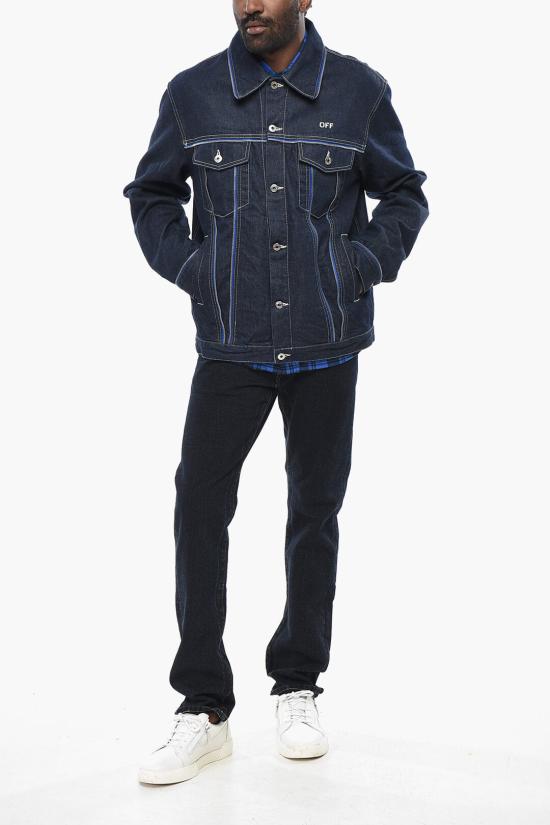  오프화이트 데님 자켓 OMYE092F23DEN0034761 Blue - OFF WHITE
