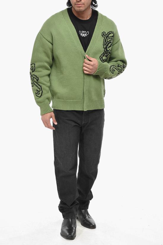  오프화이트 가디건 OMHB027S24KNI0015710 Green - OFF WHITE