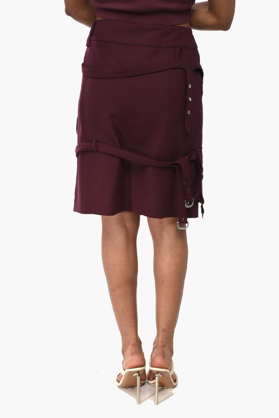  오프화이트 미디 스커트 OWCY002F23FAB0012800 Burgundy - OFF WHITE