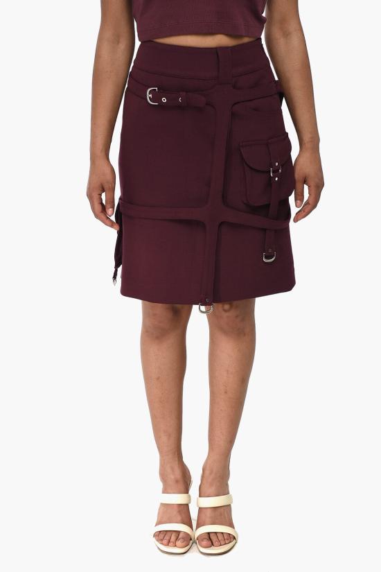  오프화이트 미디 스커트 OWCY002F23FAB0012800 Burgundy