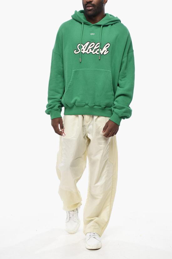  오프화이트 후드 티셔츠 OMBB118S24FLE0055561 Green - OFF WHITE