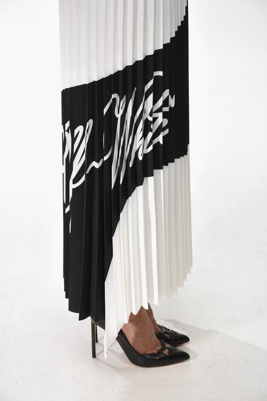  오프화이트 롱 스커트 OWCC115R21FAB0011001 Black White - OFF WHITE