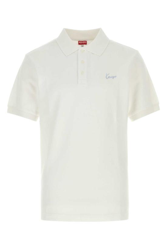 26FW 겐조 시그니처 엠브로이드 슬림 코튼 폴로 셔츠 FG65PO1554PU 02 White