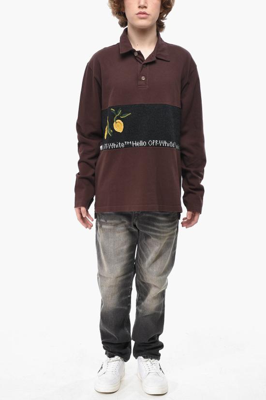  오프화이트 폴로 티셔츠 OMGC005F20FAB0016018 Brown - OFF WHITE