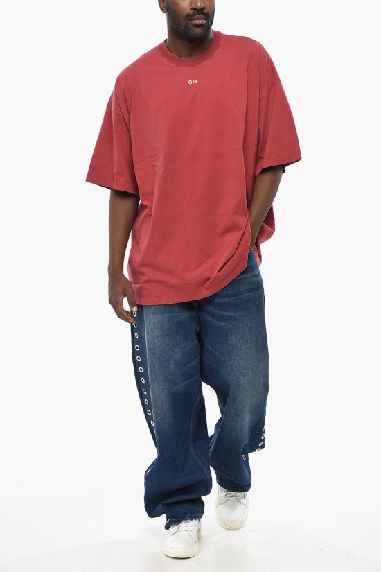  오프화이트 반팔 티셔츠 OMAA161F23JER0112977 Red - OFF WHITE