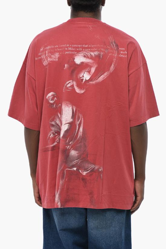  오프화이트 반팔 티셔츠 OMAA161F23JER0112977 Red - OFF WHITE
