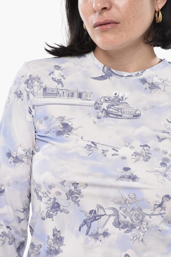  오프화이트 긴팔 티셔츠 OWAD136S25JER0034201 Light blue - OFF WHITE