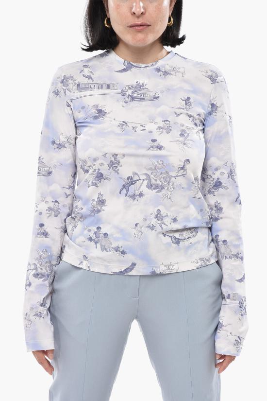  오프화이트 긴팔 티셔츠 OWAD136S25JER0034201 Light blue