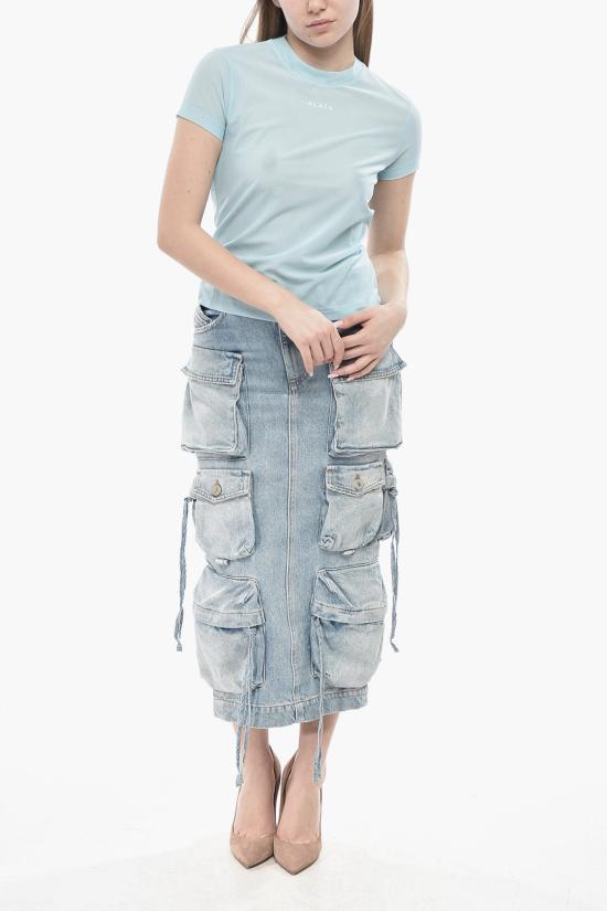  알라이아 반팔 티셔츠 AA9H04405T588 520 Light blue - ALAIA