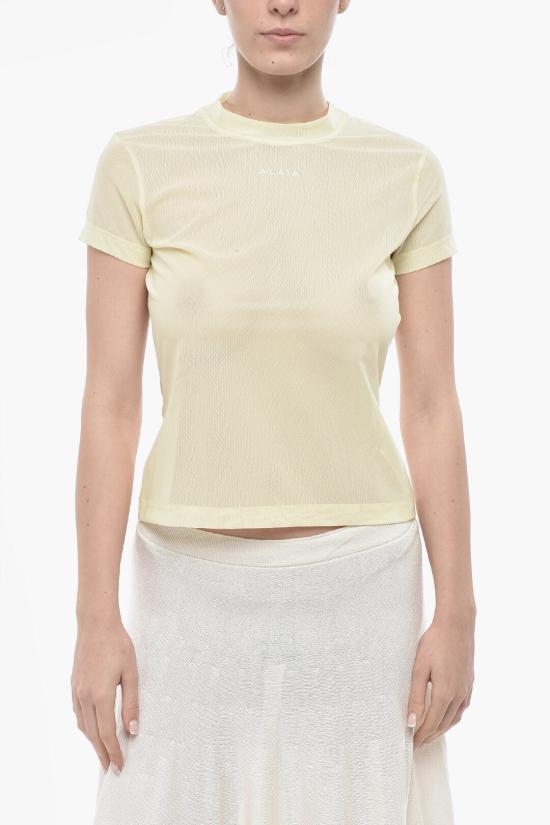  알라이아 반팔 티셔츠 AA9H04405T588 239 Yellow