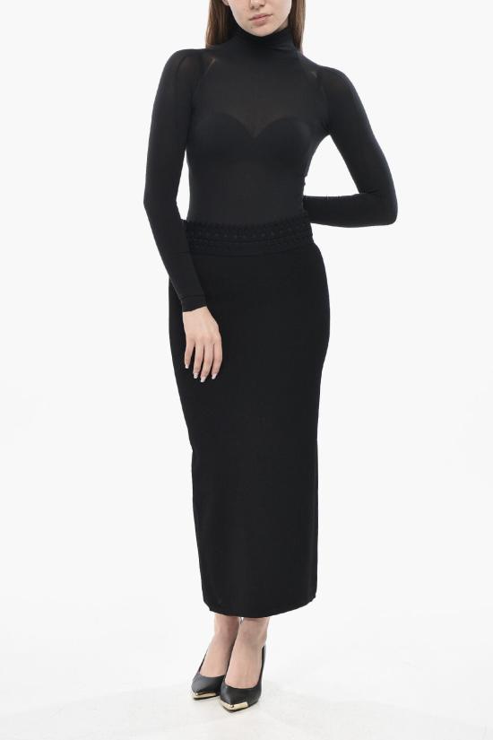  알라이아 롱 스커트 AA9J21516M774 995 Black - ALAIA