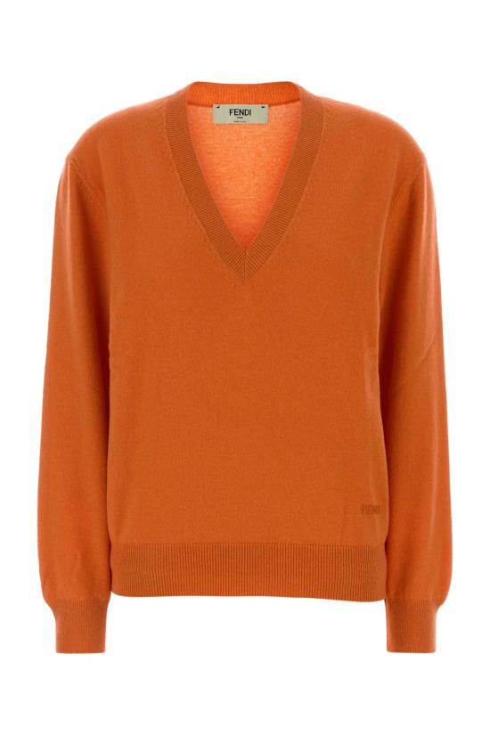 26SS 펜디 캐시미어 V넥 스웨터 FZXE34AW4G F1UKJ Orange
