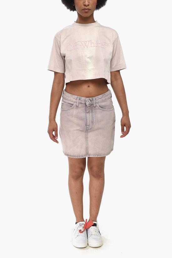  오프화이트 숏 스커트 OWYF005F22DEN0033600 Pink - OFF WHITE