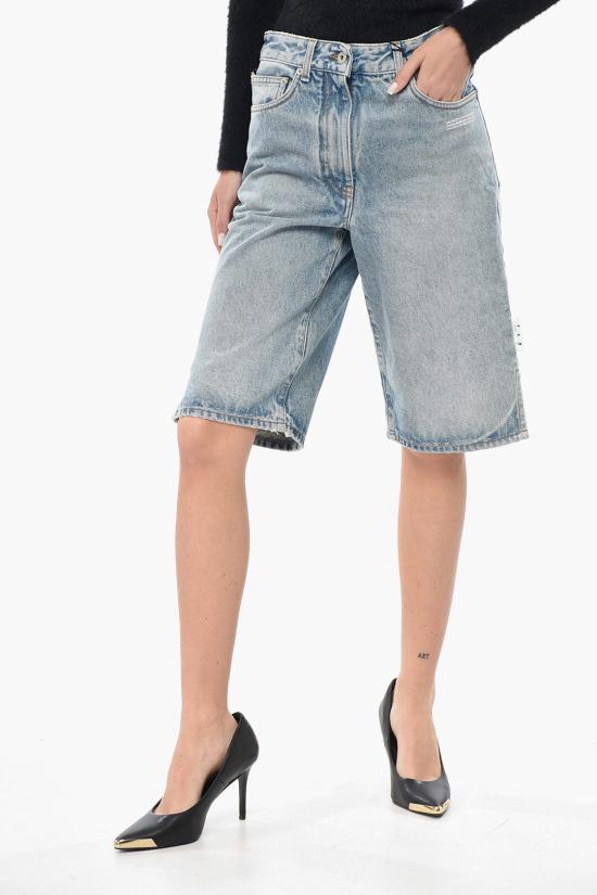  오프화이트 데님 숏팬츠 OWYC005F21DEN0014400 Light blue