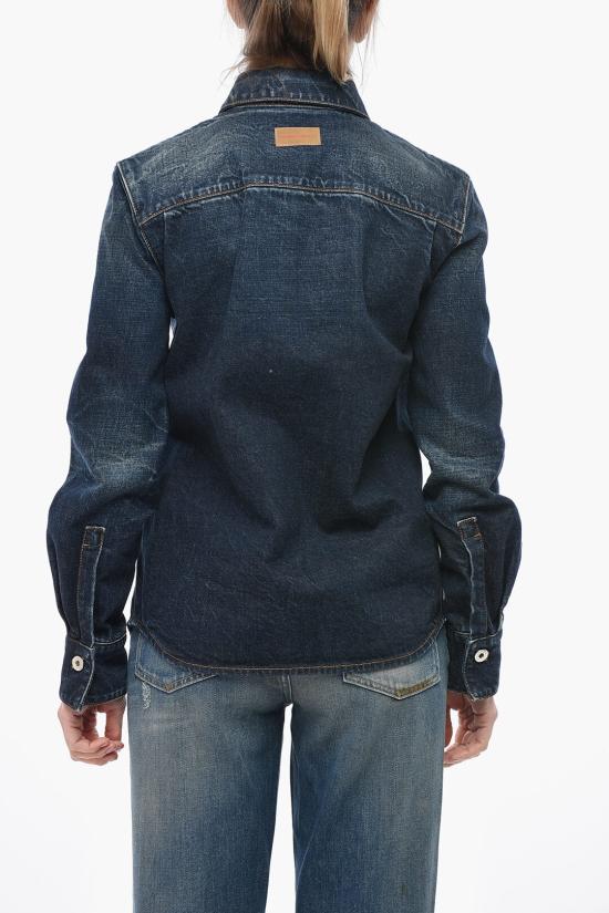  살바토레 페라가모 데님 셔츠 13E961 C 775891 DISTRESSED Blue - SALVATORE FERRAGAMO