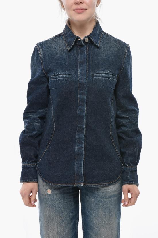  살바토레 페라가모 데님 셔츠 13E961 C 775891 DISTRESSED Blue