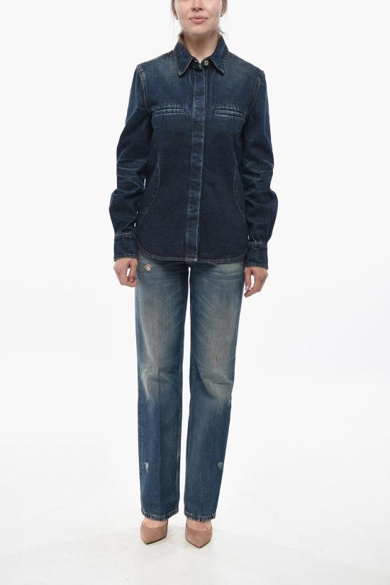  살바토레 페라가모 데님 셔츠 13E961 C 775891 DISTRESSED Blue - SALVATORE FERRAGAMO
